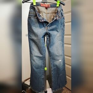 MossIssue Men's Distressed Bootcut Denim Jeans Size 30x30